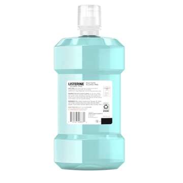 Listerine Zero Alcohol Mouthwash, Alcohol-Free Oral Rinse to Kill 99% of Germs That Cause Bad Breath for Fresh Breath & Clean Mouth, Less Intense Taste, Cool Mint Flavor, 1 L (Pack of 1)