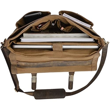 KomalC Leather Briefcase for Men and Women Laptop Bag