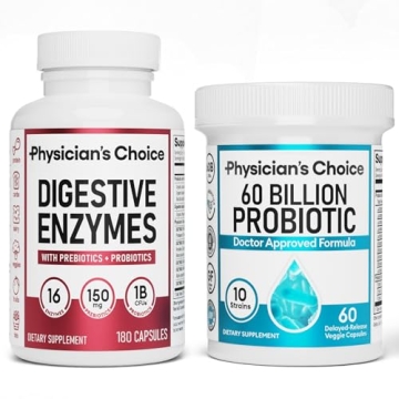 Physician's CHOICE - Optimal Gut Health Bundle: 60 Billion Probiotic 60ct + Digestive Enzyme 180ct f...