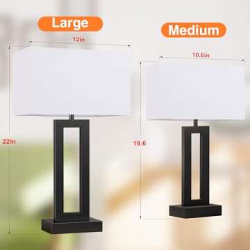 Seealle 22" Tall Living Room Lamps for Night Stands - Touch Bedside Lamp with USB C+A, 3 Way Dimmabl...