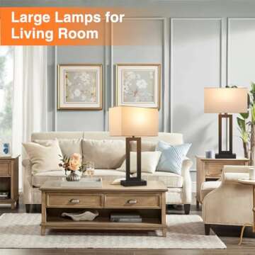 Dimmable Touch Control Lamps with USB Ports Set of 2