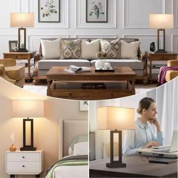 Dimmable Touch Control Lamps with USB Ports Set of 2