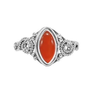 Elegant Handmade Carnelian Stone Ring in Sterling Silver 925