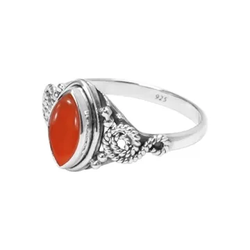Carnelian Stone Ring for Women Handmade 925 Silver
