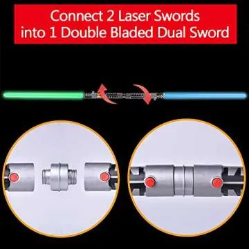 2-in-1 LED Light Up Sabers, Dual Bladed Toy Saber Swords Set for Kids with FX Power Up and Motion Sensitive Sound Effects for Cosplay