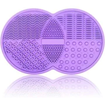 Silicone Makeup Brush Scrubber Mat, Cosmetic Brush Cleaner, Makeup Brush Cleaning Mat with Suction Cup, Foldable Makeup Brush Cleaner Bowl - Cleaning Tool for Brushes, Powder Puffs, and Sponges