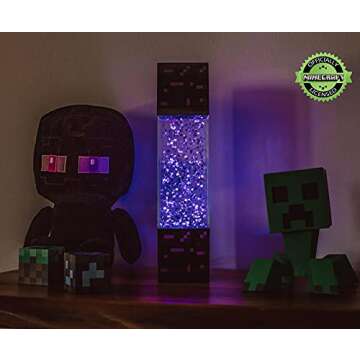 Ukonic Minecraft Multi-Nether Portal Glitter Motion Lamp | LED Light, Bedside Table Lamp for Desk | ...