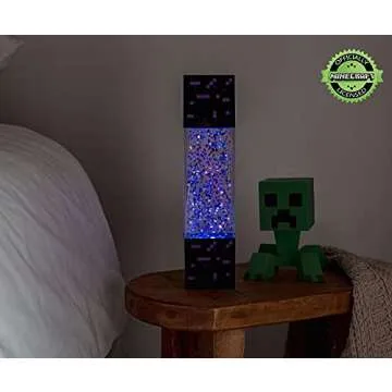 Ukonic Minecraft Multi-Nether Portal Glitter Motion Lamp | LED Light, Bedside Table Lamp for Desk | Home Decor Accessories and Room Essentials | Official Video Game Collectible | 12 Inches Tall