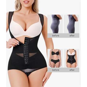 Nebility Women's Shapewear Bodysuit Tummy Control Faja Body Shaper Butt Lifter Open Bust Waist Train...