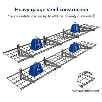 FLEXIMOUNTS 12-inch-by-72-inch Wall Shelf Garage Storage Rack Wall Mounted Floating Shelves,1x6ft ,Black, 2-Pack