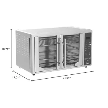 Oster Air Fryer Oven, 10-in-1 Countertop Toaster, Large Enough for 2 Pizzas, Stainless Steel French Doors, XL Sized