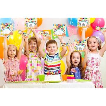 PETCEE 36Pcs Birthday Bookmark Certificates for Kids Classroom - Happy Birthday Bookmarks Certificat...