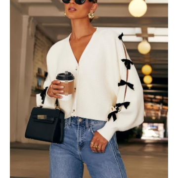 Women Bow Tie Front Leopard Knit Cardigan Sweater Y2k Long Sleeve Crochet Knitted Crop Shirt 2024 Fall Going Out Top