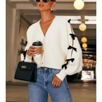 Women Bow Tie Front Leopard Knit Cardigan Sweater Y2k Long Sleeve Crochet Knitted Crop Shirt 2024 Fall Going Out Top