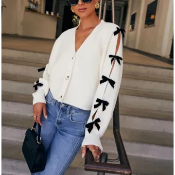 Women Bow Tie Front Leopard Knit Cardigan Sweater Y2k Long Sleeve Crochet Knitted Crop Shirt 2024 Fall Going Out Top
