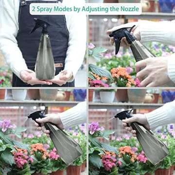 T4U 1L Watering Can Long Spout Plastic, Stainless Steel Spout Water Can with Fine Mist Spray Bottle for Indoor Outdoor Use, Modern Water Sprayer Bottle with Handle for Gardening and Cleaning (Grey)