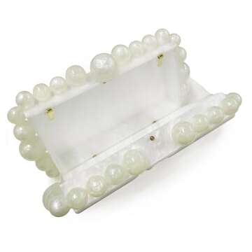 URAWOW Acrylic Evening Handbag Beads Bag for Women Graceful Shoulder Bag Satchel Marble Clutch Purses for Wedding Party 2023