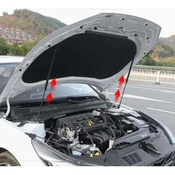 TSUBASA Lift Supports Struts for 2020-2024 Hyundai Elantra (CN7) Front Bonnet Hood Modify Carbon Fiber Gas Charged Shock Dampers Spring Bar (2 PCS) (Normal Black)