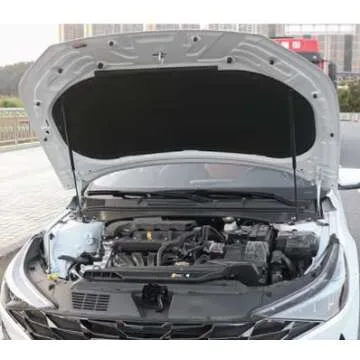 TSUBASA Lift Supports Struts for 2020-2024 Hyundai Elantra (CN7) Front Bonnet Hood Modify Carbon Fiber Gas Charged Shock Dampers Spring Bar (2 PCS) (Normal Black)