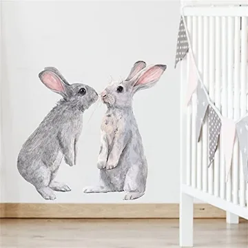 ROFARSO Cute Bunny Wall Stickers for Kids' Rooms