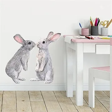ROFARSO Cute Bunny Wall Stickers for Kids' Rooms