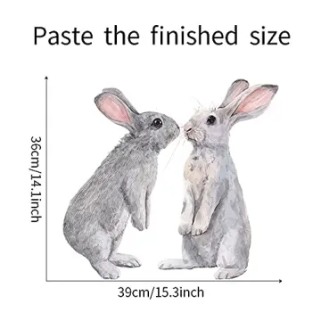 ROFARSO Cute Bunny Wall Stickers for Kids' Rooms