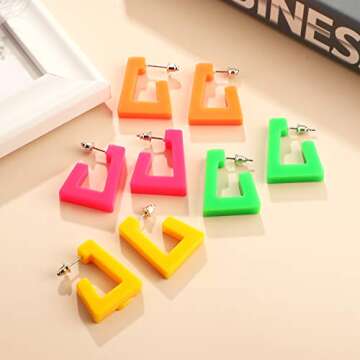 Boao Neon Earrings - Vibrant Retro 1980s Accessories