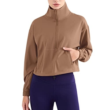 Altiland Half Zip Pullover Cropped Jackets for Women Long Sleeve Workout Athletic Running Yoga Shirt...