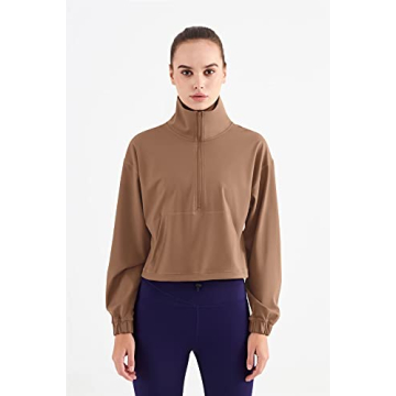 Altiland Half Zip Cropped Pullover for Women