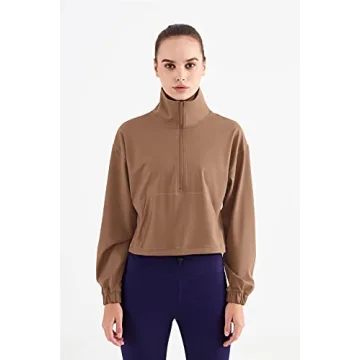 Altiland Half Zip Cropped Pullover for Women