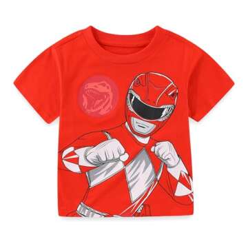 Power Rangers Boys 4 Pack Short Sleeve T-Shirt for Little Kids Blue
