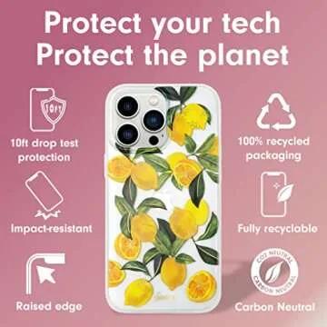 Sonix Phone Case for iPhone 13 Pro Max / 12 Pro Max | Compatible with MagSafe | 10ft Drop Tested | Clear Case with Lemon Print | Lemon Zest