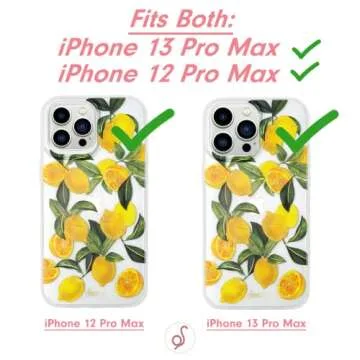 Sonix Phone Case for iPhone 13 Pro Max / 12 Pro Max | Compatible with MagSafe | 10ft Drop Tested | Clear Case with Lemon Print | Lemon Zest