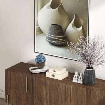 roomfitters Mid Century Modern TV Stand for TVs up to 65", Sideboard Buffet Cabinet with Storage, Credenza for Living Room, Entertainment Center with Doors, Walnut Media Console, Gold Legs