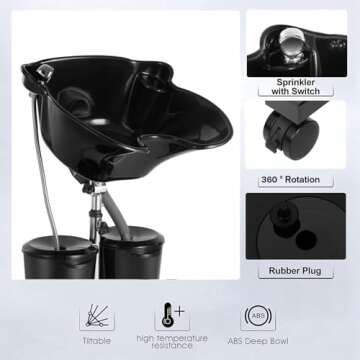 SalonMax Portable Shampoo Bowl with Electric Pump