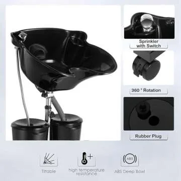 SalonMax Portable Shampoo Bowl with Electric Pump