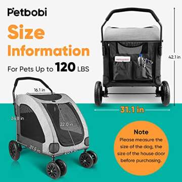 Petbobi Dog Stroller for Medium Dogs - Easy Fold Dual Entry Dog Wagon - One-Foot Brake - Large Breat...