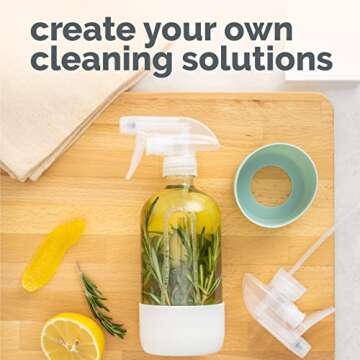 Vine Creations Glass Spray Bottles for Cleaning Solutions, Clear Glass Spray Bottle with Silicone Sleeve, 16 oz Empty Spray Bottles for Cleaning, Plant Spray Bottle, Cleaning Spray Bottle - 2 Pack