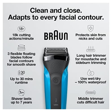 Braun Series 3 Electric Razor: Rechargeable Wet & Dry Shaver
