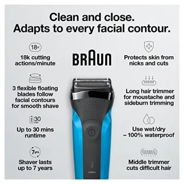 Braun Series 3 Electric Razor: Rechargeable Wet & Dry Shaver