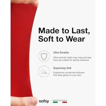 sofsy Italian-Made 40 Den Red Opaque Solid Color Tights Women | Ultra-Soft, Run-Resistant High-Waist Pantyhose for Winter Dresses - Medium