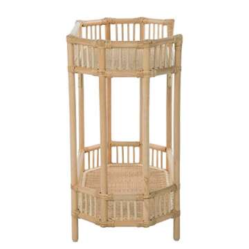 Kouboo 1110141 Manhattan 2-Tier Console, Natural Rattan End Table, Brown