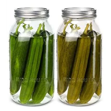 Yniken 3 Pack Large Mason Jars 64 oz Wide Mouth Half Gallon Mason Jars with Airtight Lid and Band, Durable Glass Food Storage Jars, Clear Glass Jars for Canning, Fermenting, Pickling, Storing