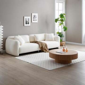 JURMALYN Round Coffee Table Wood Circle Coffee Table for Living Room Contemporary Fluted Coffee Table for Apartment, Easy Assembly ø31.49'', Wood Oak