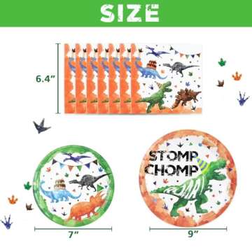 Watercolor Dinosaur Party Plates and Napkins - Perfect for Kids Birthday Parties, 48 Pieces