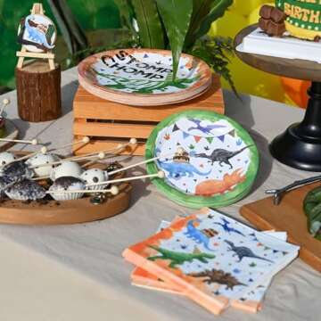 Dinosaur Party Plates and Napkins Bundle for Kids