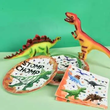 Dinosaur Party Plates and Napkins Bundle for Kids