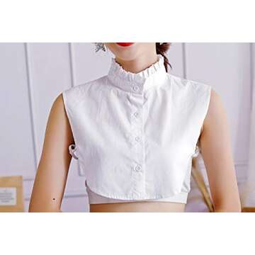 YAKEF Lady Half-Shirt Blouse Detachable Lace Chiffon Fake Collars Dicky Collar Faux Collar (65white)...
