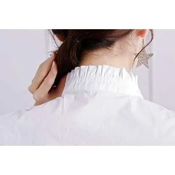 YAKEF Lady Half-Shirt Blouse Detachable Lace Chiffon Fake Collars Dicky Collar Faux Collar (65white) One Size