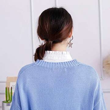 YAKEF Lady Half-Shirt Blouse Detachable Lace Chiffon Fake Collars Dicky Collar Faux Collar (65white) One Size